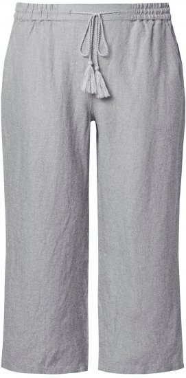 Ulla Popken Cool Linen Elastic Waist Capri Pants Light Grey Melange - Τζιν & Παντελόνια για Γυναίκες σε Μεγάλες Μεγέθη – Plus Size - 
