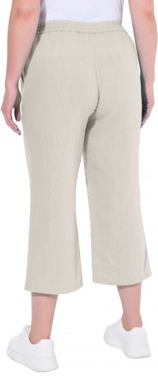 Ulla Popken Cool Linen Elastic Waist Capri Pants Brown - Τζιν & Παντελόνια για Γυναίκες σε Μεγάλες Μεγέθη – Plus Size - 