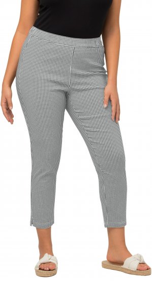 Ulla Popken Check Bengaline Slim Leg Sienna Fit Stretch Crop Pants Black - Τζιν & Παντελόνια για Γυναίκες σε Μεγάλες Μεγέθη – Plus Size - 