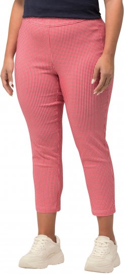 Ulla Popken Check Bengaline Slim Leg Sienna Fit Stretch Crop Pants Light Pink - Τζιν & Παντελόνια για Γυναίκες σε Μεγάλες Μεγέθη – Plus Size - 