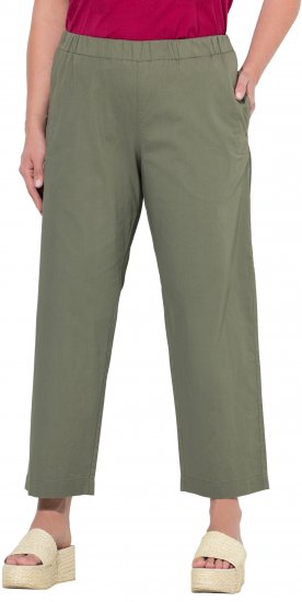 Ulla Popken Wide Leg Ruby Fit Stretch Chino Pants Green - Τζιν & Παντελόνια για Γυναίκες σε Μεγάλες Μεγέθη – Plus Size - 
