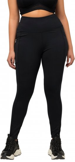 Ulla Popken High Waist Quick Dry Recycled Stretch Leggings Black - Τζιν & Παντελόνια για Γυναίκες σε Μεγάλες Μεγέθη – Plus Size - 