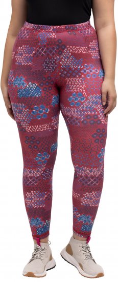Ulla Popken Graphic Print Recycled Polyester Quick Dry Stretch Leggings Red - Τζιν & Παντελόνια για Γυναίκες σε Μεγάλες Μεγέθη – Plus Size - 