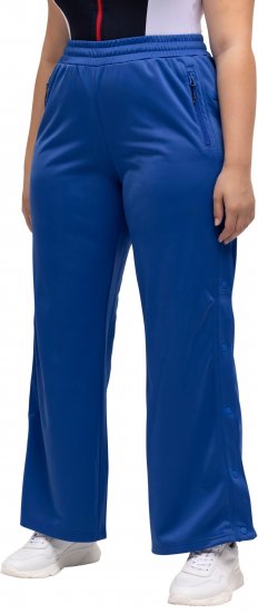 Ulla Popken Snap Placket Side Seam Wide Leg Recycled Polyester Knit Joggers Blue - Τζιν & Παντελόνια για Γυναίκες σε Μεγάλες Μεγέθη – Plus Size - 