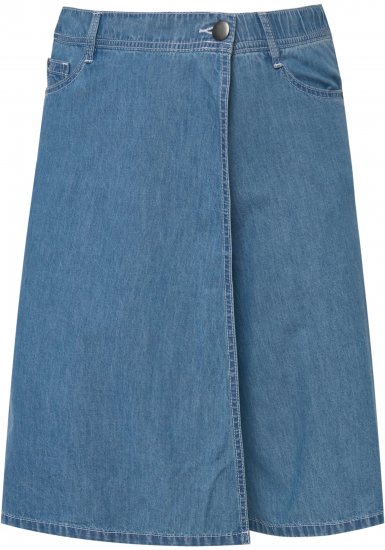 Ulla Popken Denim Wrap Look Skort Blue Denim - Τζιν & Παντελόνια για Γυναίκες σε Μεγάλες Μεγέθη – Plus Size - 