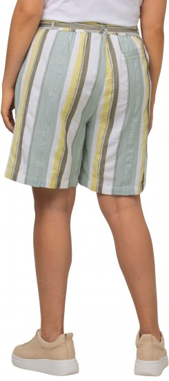 Ulla Popken Striped Wide Leg Elastic Waistband Shorts White - Τζιν & Παντελόνια για Γυναίκες σε Μεγάλες Μεγέθη – Plus Size - 