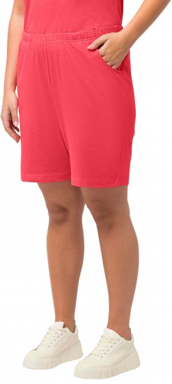 Ulla Popken Stretch Knit Bermuda Shorts Red - Τζιν & Παντελόνια για Γυναίκες σε Μεγάλες Μεγέθη – Plus Size - 