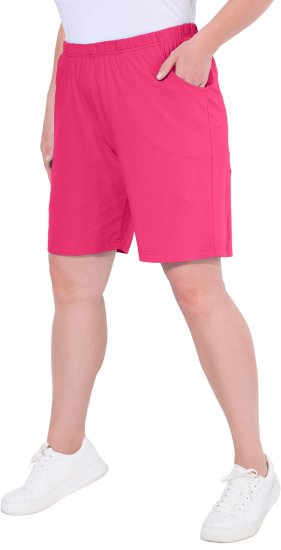 Ulla Popken Stretch Knit Bermuda Shorts Red - Τζιν & Παντελόνια για Γυναίκες σε Μεγάλες Μεγέθη – Plus Size - 