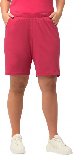 Ulla Popken Stretch Knit Bermuda Shorts Red - Τζιν & Παντελόνια για Γυναίκες σε Μεγάλες Μεγέθη – Plus Size - 