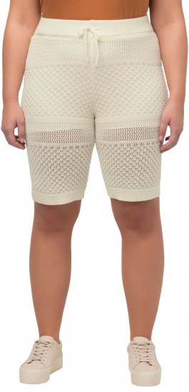 Ulla Popken Crochet Bermuda Layered Look Shorts White - Τζιν & Παντελόνια για Γυναίκες σε Μεγάλες Μεγέθη – Plus Size - 