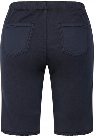 Ulla Popken Frayed Hemline Elastic Waistband Bermuda Shorts Navy - Τζιν & Παντελόνια για Γυναίκες σε Μεγάλες Μεγέθη – Plus Size - 