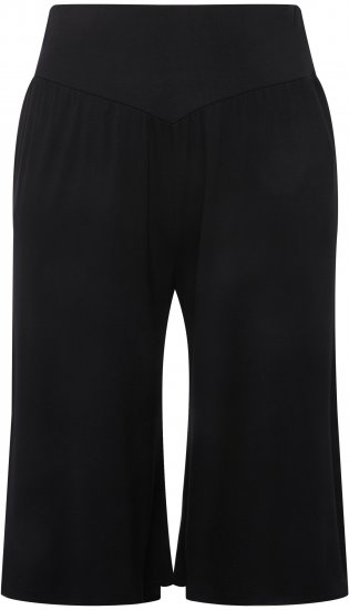 Ulla Popken Wide Leg Flared Bermuda Shorts Black - Τζιν & Παντελόνια για Γυναίκες σε Μεγάλες Μεγέθη – Plus Size - 
