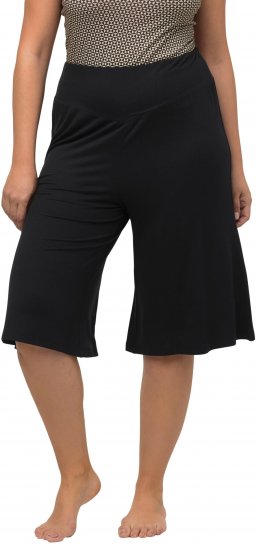 Ulla Popken Wide Leg Flared Bermuda Shorts Black - Τζιν & Παντελόνια για Γυναίκες σε Μεγάλες Μεγέθη – Plus Size - 