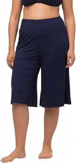 Ulla Popken Wide Leg Flared Bermuda Shorts Navy - Τζιν & Παντελόνια για Γυναίκες σε Μεγάλες Μεγέθη – Plus Size - 