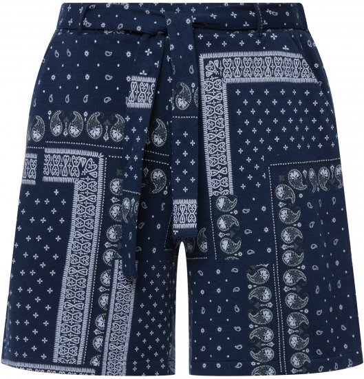 Ulla Popken Paisley Pull On Shorts Blue - Τζιν & Παντελόνια για Γυναίκες σε Μεγάλες Μεγέθη – Plus Size - 