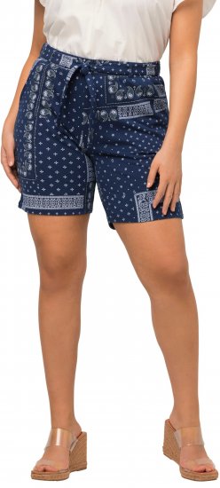 Ulla Popken Paisley Pull On Shorts Blue - Τζιν & Παντελόνια για Γυναίκες σε Μεγάλες Μεγέθη – Plus Size - 