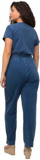 Ulla Popken Wrap Look Short Sleeve Denim Jumpsuit Blue - Τζιν & Παντελόνια για Γυναίκες σε Μεγάλες Μεγέθη – Plus Size - 