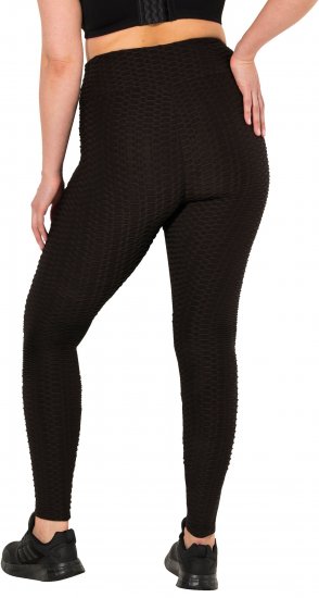 Ulla Popken Textured High Waisted Leggings Grey - Τζιν & Παντελόνια για Γυναίκες σε Μεγάλες Μεγέθη – Plus Size - 