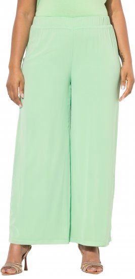 Ulla Popken Layered Chiffon Wide Leg Pants Green - Τζιν & Παντελόνια για Γυναίκες σε Μεγάλες Μεγέθη – Plus Size - 