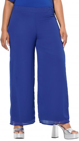 Ulla Popken Layered Chiffon Wide Leg Pants Blue - Τζιν & Παντελόνια για Γυναίκες σε Μεγάλες Μεγέθη – Plus Size - 