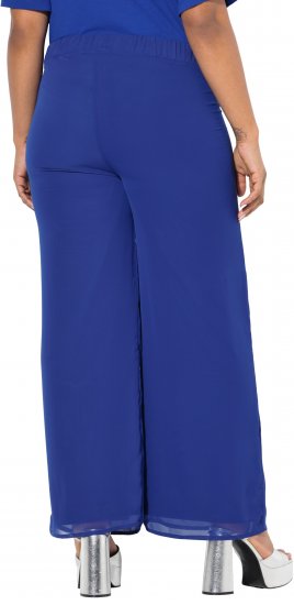 Ulla Popken Layered Chiffon Wide Leg Pants Blue - Τζιν & Παντελόνια για Γυναίκες σε Μεγάλες Μεγέθη – Plus Size - 