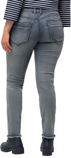 Ulla Popken Fringed Hem Stretch Fit Jeans Blue Denim - Τζιν & Παντελόνια για Γυναίκες σε Μεγάλες Μεγέθη – Plus Size - 