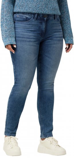 Ulla Popken Textured Stripe Sarah Slim Fit Jeans Blue - Τζιν & Παντελόνια για Γυναίκες σε Μεγάλες Μεγέθη – Plus Size - 