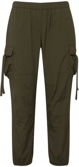 Ulla Popken Elastic Waist Cargo Pants Olives Grey - Τζιν & Παντελόνια για Γυναίκες σε Μεγάλες Μεγέθη – Plus Size - 