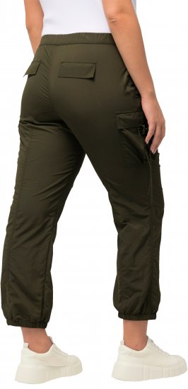 Ulla Popken Elastic Waist Cargo Pants Olives Grey - Τζιν & Παντελόνια για Γυναίκες σε Μεγάλες Μεγέθη – Plus Size - 