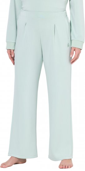 Ulla Popken Box Pleat Stretch Fit Yoga Pants Light Blue - Τζιν & Παντελόνια για Γυναίκες σε Μεγάλες Μεγέθη – Plus Size - 