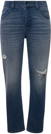 Ulla Popken Sammy Destroy 5 Pocket Jeans Blue Denim - Τζιν & Παντελόνια για Γυναίκες σε Μεγάλες Μεγέθη – Plus Size - 