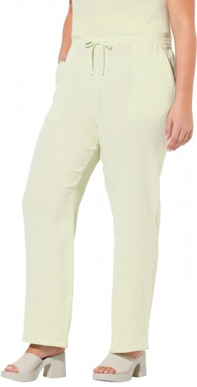 Ulla Popken Muslin Pull On Pants Green - Τζιν & Παντελόνια για Γυναίκες σε Μεγάλες Μεγέθη – Plus Size - 