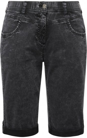 Ulla Popken Denim Acid Wash Bermuda Shorts Black - Τζιν & Παντελόνια για Γυναίκες σε Μεγάλες Μεγέθη – Plus Size - 