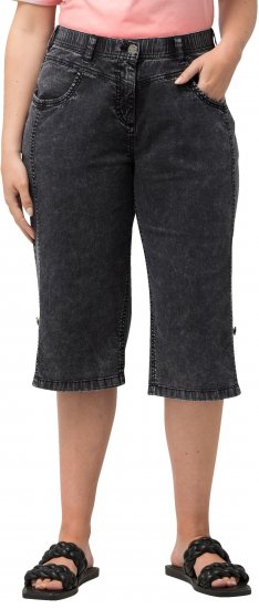 Ulla Popken Denim Acid Wash Bermuda Shorts Black - Τζιν & Παντελόνια για Γυναίκες σε Μεγάλες Μεγέθη – Plus Size - 