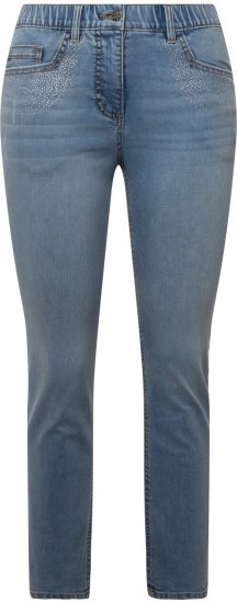 Ulla Popken Rhinestone Detail Stretch Fit Skinny Jeans Blue - Τζιν & Παντελόνια για Γυναίκες σε Μεγάλες Μεγέθη – Plus Size - 