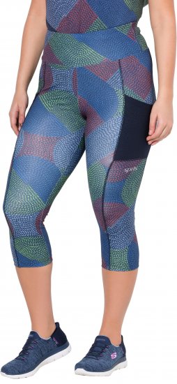 Ulla Popken Quick Dry Cropped Geometric Print Leggings Grey - Τζιν & Παντελόνια για Γυναίκες σε Μεγάλες Μεγέθη – Plus Size - 