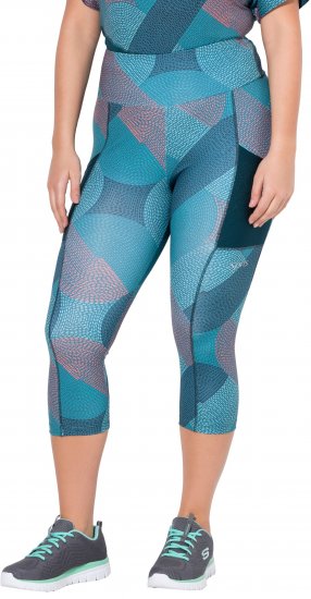 Ulla Popken Quick Dry Cropped Geometric Print Leggings Blue - Μπουφάν - 