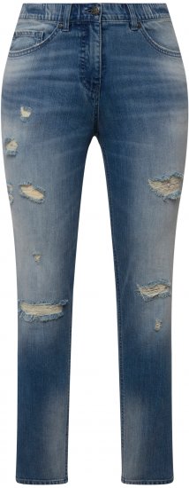 Ulla Popken Distressed Stretch Fit Sarah Jeans Blue - Τζιν & Παντελόνια για Γυναίκες σε Μεγάλες Μεγέθη – Plus Size - 