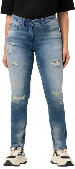Ulla Popken Distressed Stretch Fit Sarah Jeans Blue - Τζιν & Παντελόνια για Γυναίκες σε Μεγάλες Μεγέθη – Plus Size - 