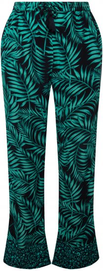 Ulla Popken Palm Leaf Print Elastic Waist Pants Navy - Τζιν & Παντελόνια για Γυναίκες σε Μεγάλες Μεγέθη – Plus Size - 