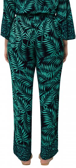 Ulla Popken Palm Leaf Print Elastic Waist Pants Navy - Τζιν & Παντελόνια για Γυναίκες σε Μεγάλες Μεγέθη – Plus Size - 