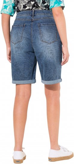 Ulla Popken Palm Print Denim Bermuda Shorts Blue Denim - Τζιν & Παντελόνια για Γυναίκες σε Μεγάλες Μεγέθη – Plus Size - 