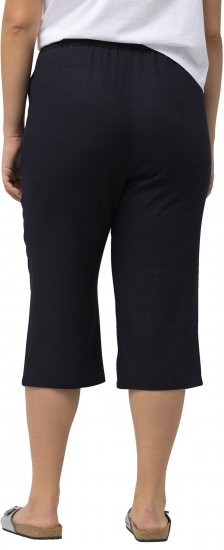 Ulla Popken Cropped Linen Blend Elastic Waist Pants Navy - Τζιν & Παντελόνια για Γυναίκες σε Μεγάλες Μεγέθη – Plus Size - 
