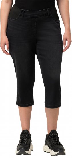 Ulla Popken Sienna Stretch Denim Capris Black - Τζιν & Παντελόνια για Γυναίκες σε Μεγάλες Μεγέθη – Plus Size - 
