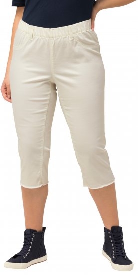 Ulla Popken Stretch Fit Raw Hem Capris Snow White - Τζιν & Παντελόνια για Γυναίκες σε Μεγάλες Μεγέθη – Plus Size - 