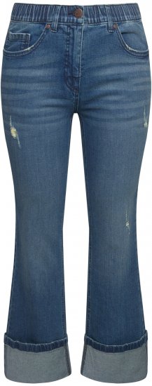 Ulla Popken Wide Cuff Stretch Fit Jeans Blue Denim - Τζιν & Παντελόνια για Γυναίκες σε Μεγάλες Μεγέθη – Plus Size - 