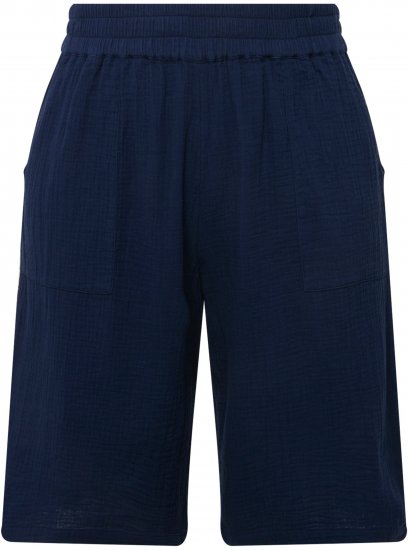 Ulla Popken Muslin Elastic Waist Wide Leg Shorts Blue - Τζιν & Παντελόνια για Γυναίκες σε Μεγάλες Μεγέθη – Plus Size - 