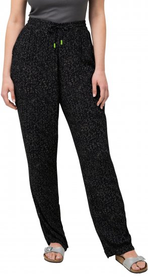 Ulla Popken Speckled Crepe Pull On Pants Black - Τζιν & Παντελόνια για Γυναίκες σε Μεγάλες Μεγέθη – Plus Size - 