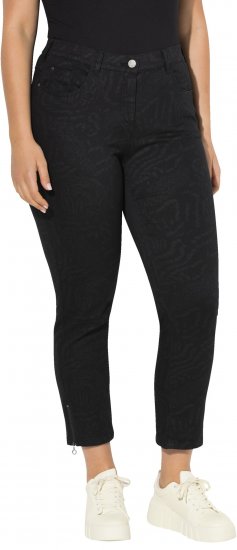 Ulla Popken Animal Print Stretch Fit Jeans Black - Τζιν & Παντελόνια για Γυναίκες σε Μεγάλες Μεγέθη – Plus Size - 