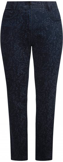 Ulla Popken Leaf Print Boyfriend Jeans Blue - Τζιν & Παντελόνια για Γυναίκες σε Μεγάλες Μεγέθη – Plus Size - 